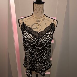 Lovestitch Black and White Patterned Cami with Lace Size S